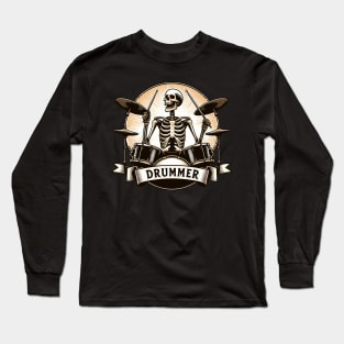 Funny Skeleton Drummer Music Lover Long Sleeve T-Shirt